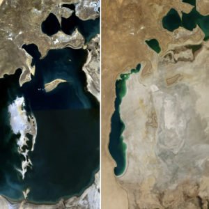 AralSea1989_2014 viaggio in uzbekistan